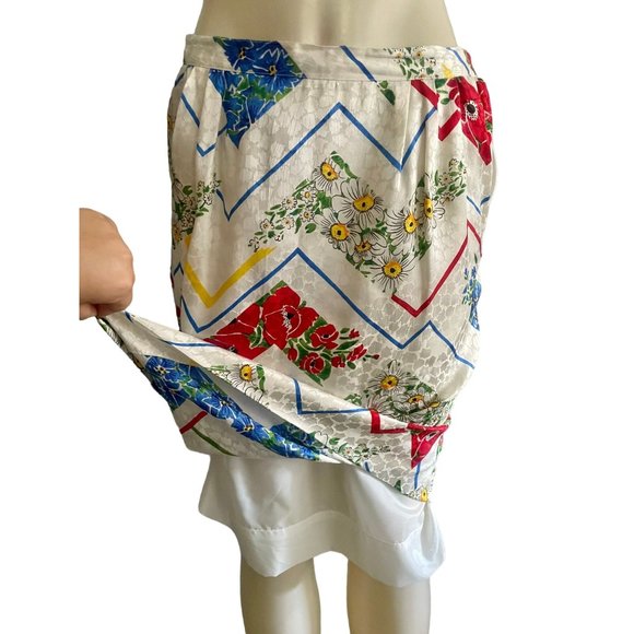 Vintage 80s Silk Skirt by Anne Crimmins for Uni Collection size S retro designer - Picture 7 of 10